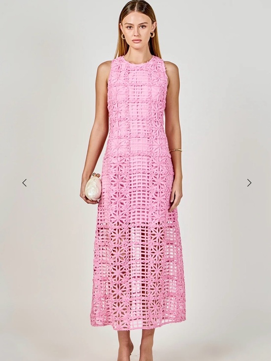 Endless Rose Dresses & Skirts - Endless Rose Pink Crochet Floral Maxi Dress